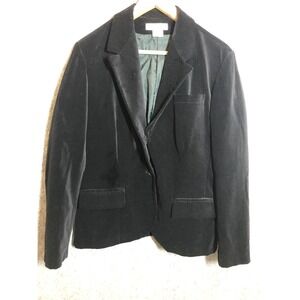 Prestige of Boston Blazer‎ Womens 14 Black Velvet Single Button Lined Jacket